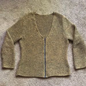 Hand knitted by me, denim cotton sweater L